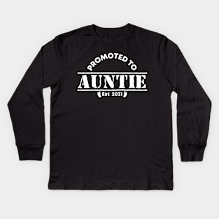 Vintage Promoted to Auntie 2021 new Aunt gift Auntie Kids Long Sleeve T-Shirt